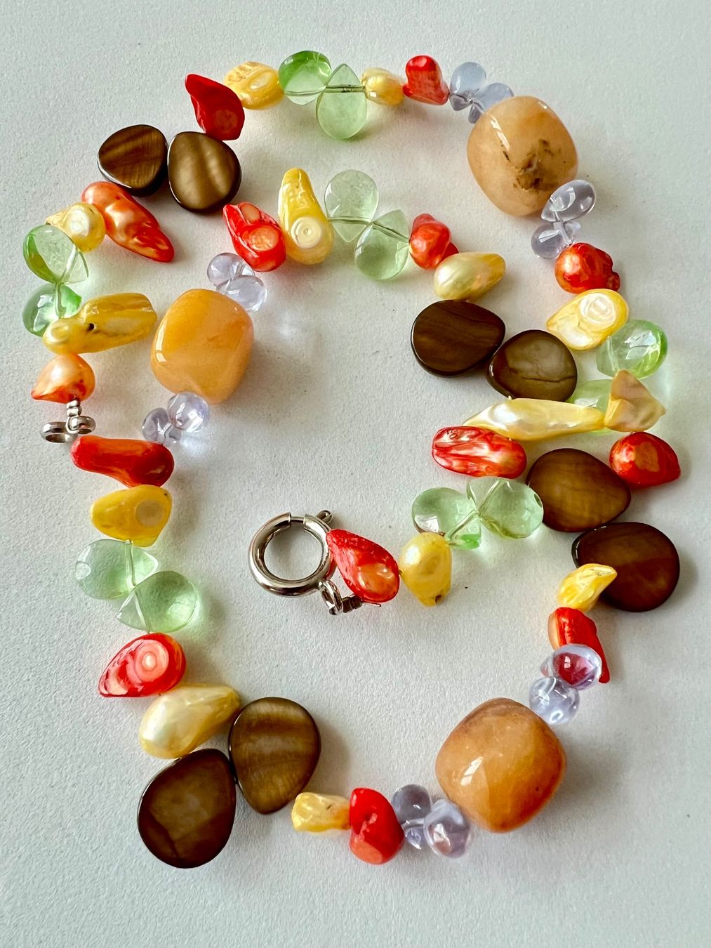 Catenine: Sommer - Kette aus Barock- Perlmutt -Achat & Glas Perlen – Usato da Ruswil venduto da artbyhand 6