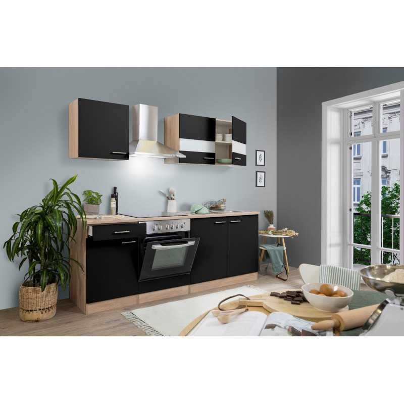 Cucine complete: 541 - Küchenzeile Singleküche 210cm Eiche/Sägerau/Schwarz – Nuovo e nell'imballaggio originale da Wallenwil venduto da toesstalvertrieb 2