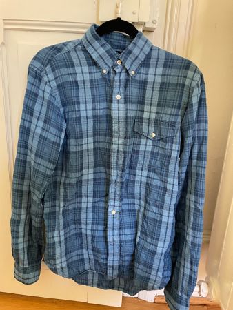 Chemise Polo Ralph Lauren à carreaux bleu taille S en lin