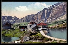 AK Gotthardhospiz, Panorama mit Hotel Mont Prosa und Bergket