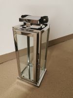 Laterne Edelstahl Glas mit Ledergriff neuwertig
