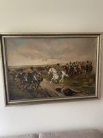 Ölgemälde E.Brechbühl 1915, Napoleon Militärszene im Rahmen