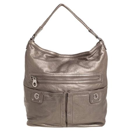 Marc Jacobs metallic soft leather double pocket shoulder bag