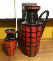 Zwei Scheurich Prisma Bodenvasen, rot und schwarz, 1960/70er