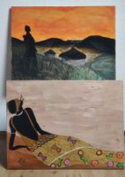 Peinture africaine sur toile, signée.