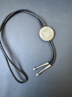 Vintage Native American Overlay Bolo Tie - Sterling Silver