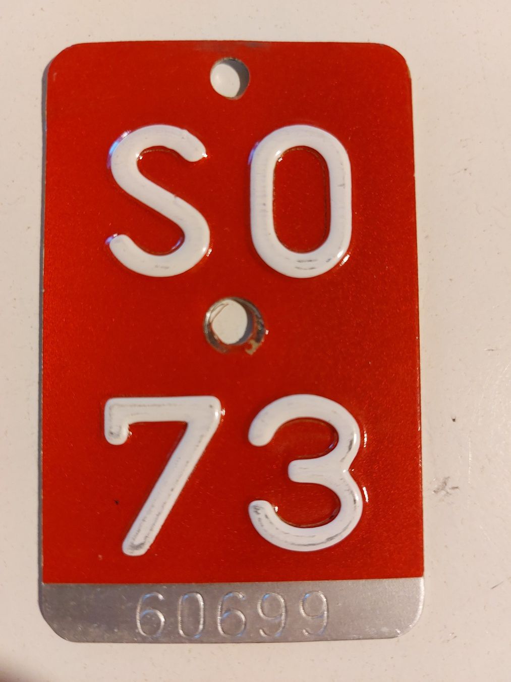 Sachs Insegne: Velonummer SO 73 plaque Velo – Usato da Schenkon venduto da Uhu007