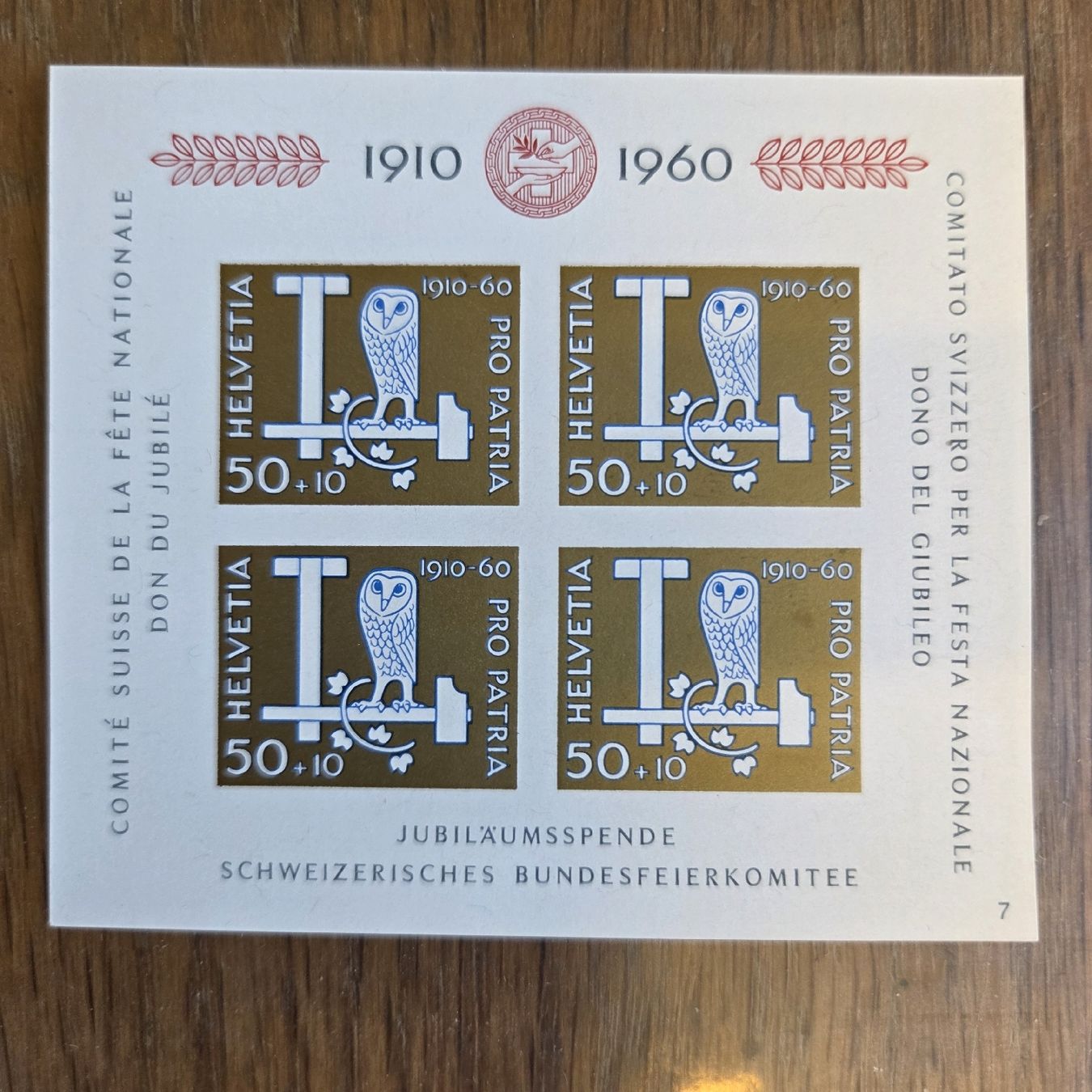 Tutti i francobolli: Pro Patria 1910-60 Jubiläumsspende, Viererblock Postfrisch.. – Usato da Stans venduto da Ducati16 1