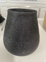 Schwarzer Deko-Teelichthalter Glitzer Optik 12cm