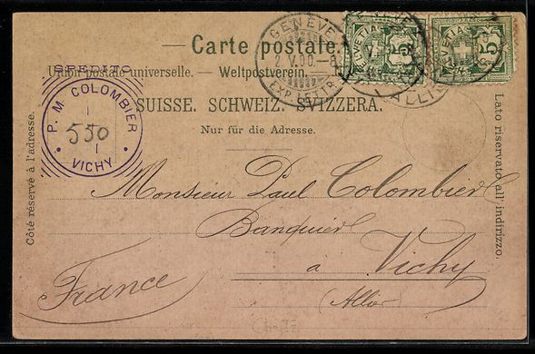 Ansichtskarten: Litho Genève, Vue générale et les Alp – Gebraucht aus Berlin von bartko-reher 1