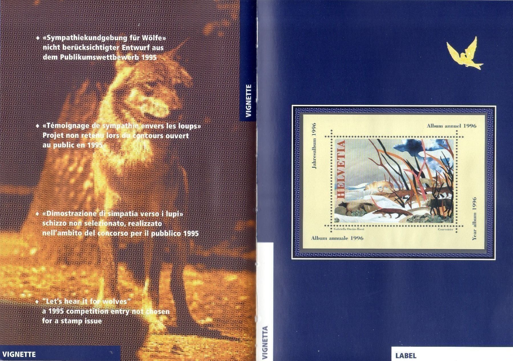 Tutti i francobolli: 1996 Jahrbuch Schweiz LEER mit Vignette – Usato da Zürich venduto da Bluetodio 1