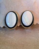 Clips d'oreilles vintage, nacre et verre
