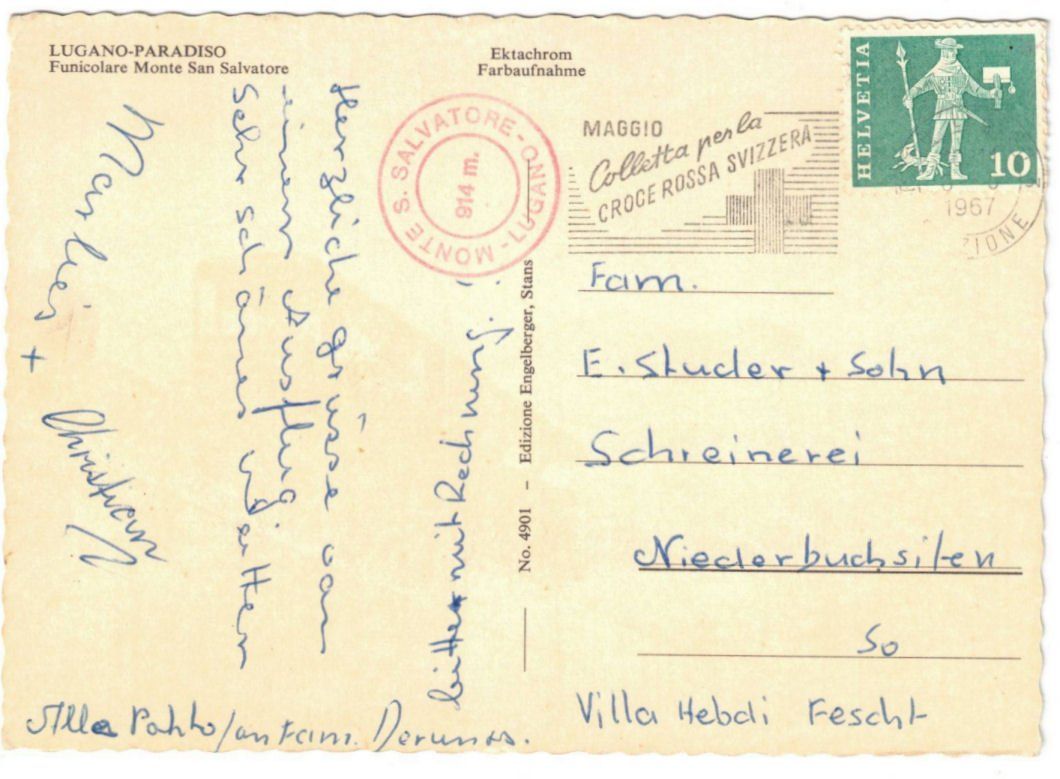 Cartoline postali: Lugano - Standseilbahn Monte San Salvatore – Usato da Binningen venduto da Mountainrider 1