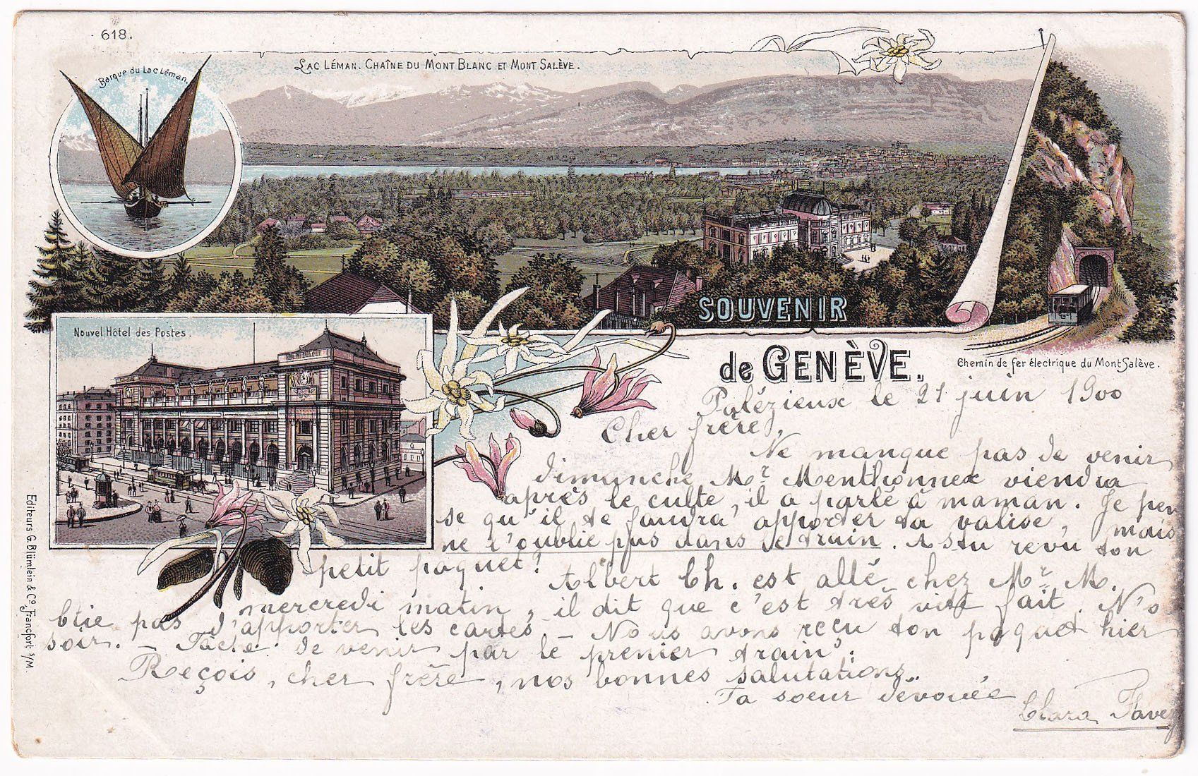 Ansichtskarten: Souvenir de Genève 1900 – Gebraucht aus Cormoret von Pascalll2001