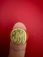 Bague or 750 initiale JJM gravée 17,07 gr