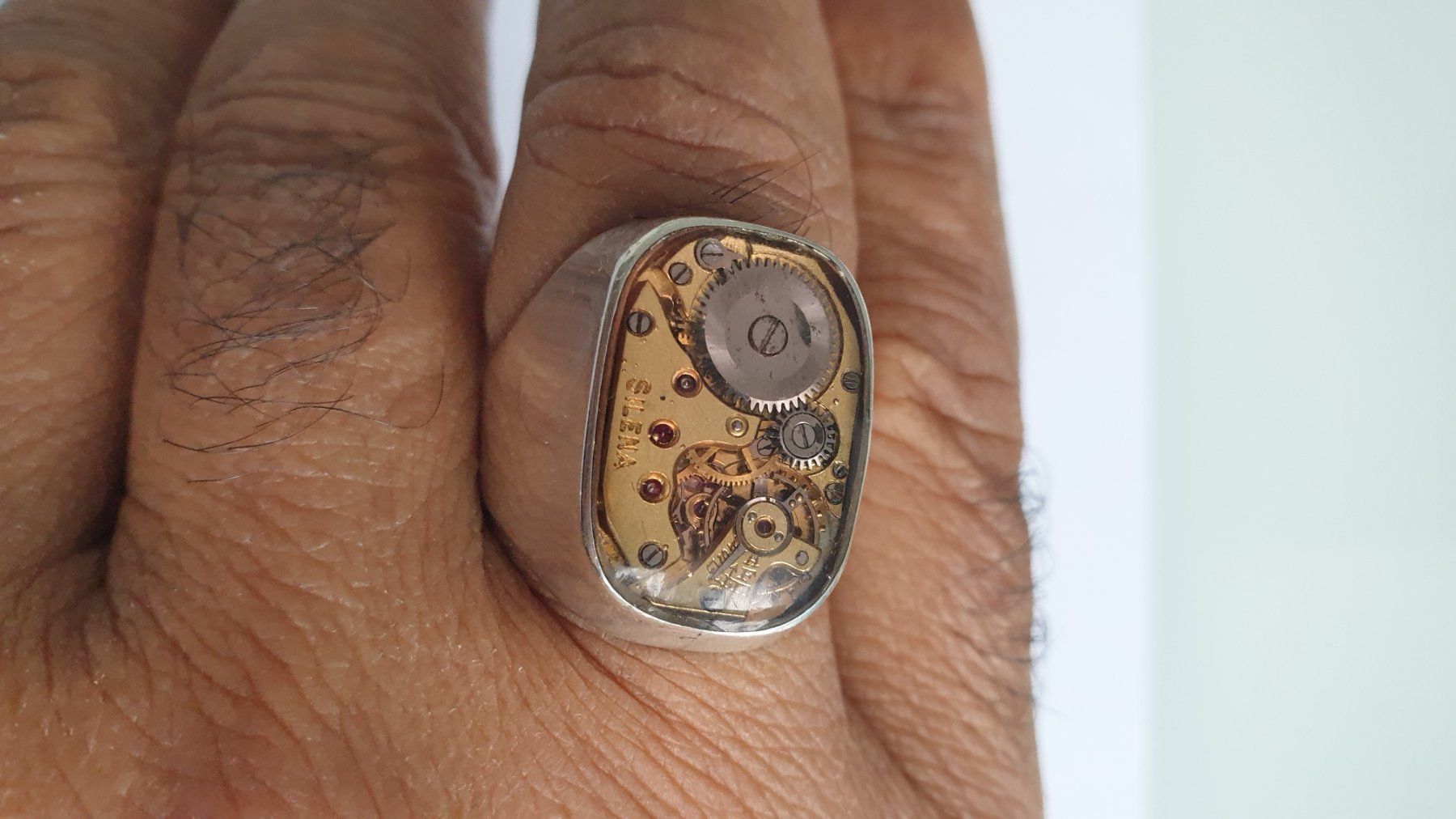Anelli: Silberring mit mechanischen Uhrwerk hand made – Usato da Wettingen venduto da Hc41 3