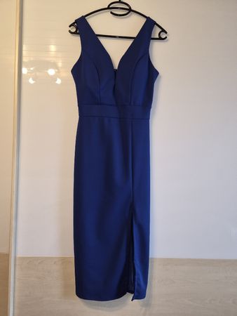 Damen Abendkleid blau.. ärmellos.. mit Schlitz Grösse S/M