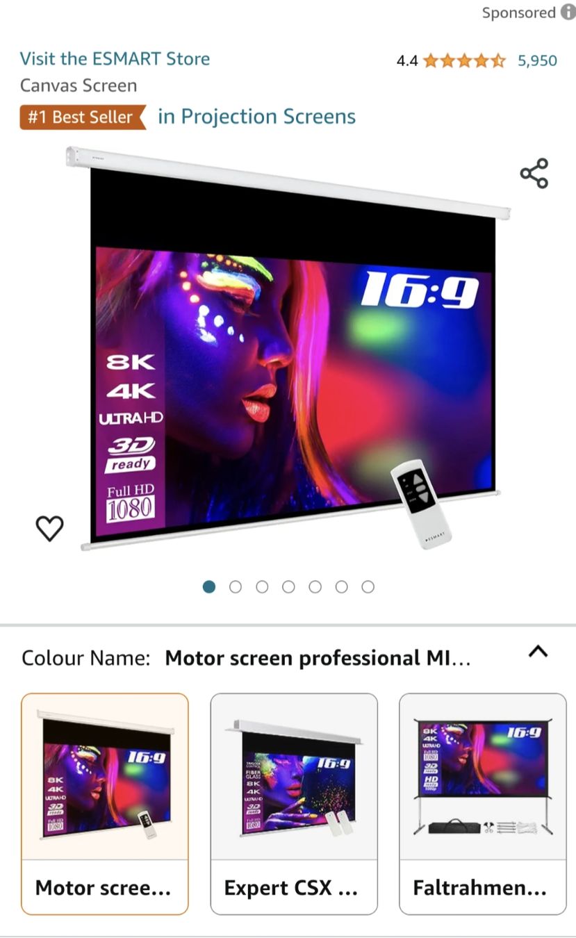 Paravents: Motorised Projection Screen – D'occasion à Baden par lorenzogm