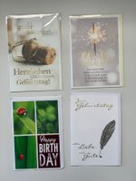4er-Set Geburtstagskarten / Grusskarten, neu