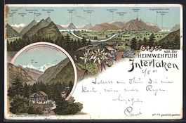 Litho Interlaken, Blick auf Eiger, Mönc