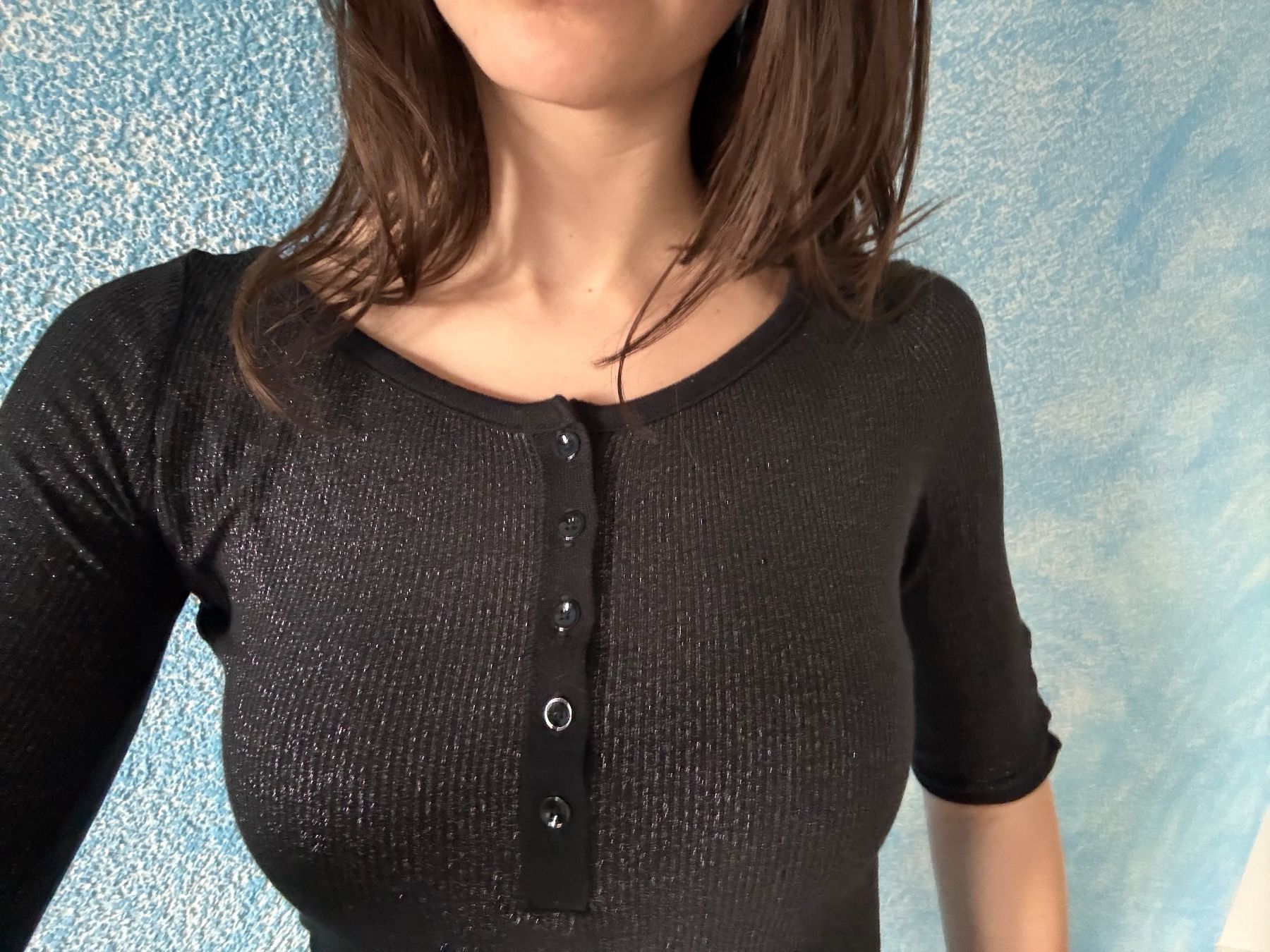 T-shirt: Schwarzes Glitzershirt, XXS – Usato da Altendorf venduto da Jeshy15 3