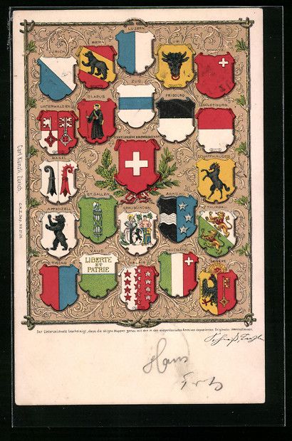 Cartoline postali: Schweiz, Wappen der verschiedenen Kanton – Usato da Berlin venduto da bartko-reher