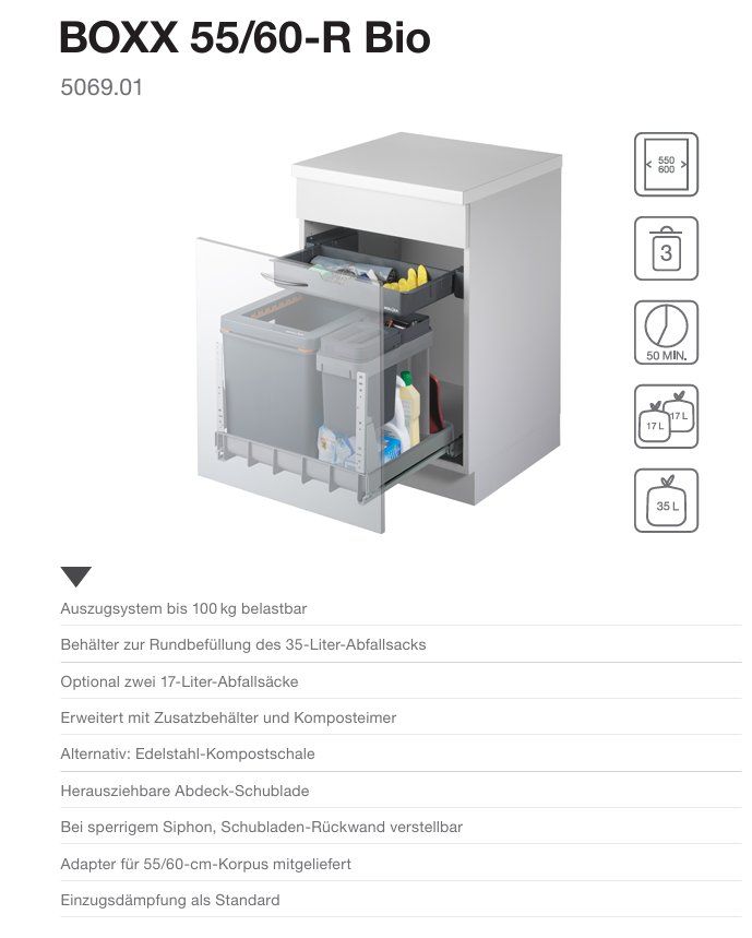 Müllex Abfalleimer: 065 Müllex Abfallsystem BOXX 55/60-R Bio – Neu (gemäss Beschreibung) aus Derendingen von Meisterstuecke 1