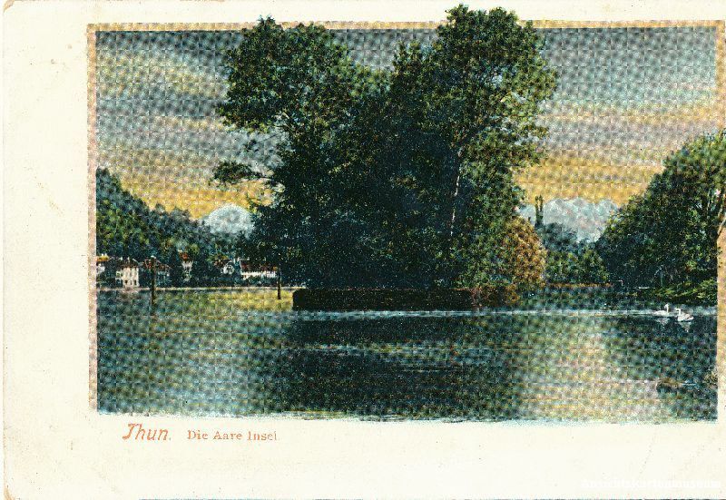 Cartoline postali: Thun - die Aareinsel Litho + c1900 – Usato da Emmenbrücke venduto da teestube