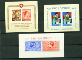 Blocks Pro Juventute 3 x postfrisch (PJ729)