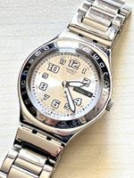 Gut erhaltene Swatch Irony Herrenuhr mit Metallarmband.
