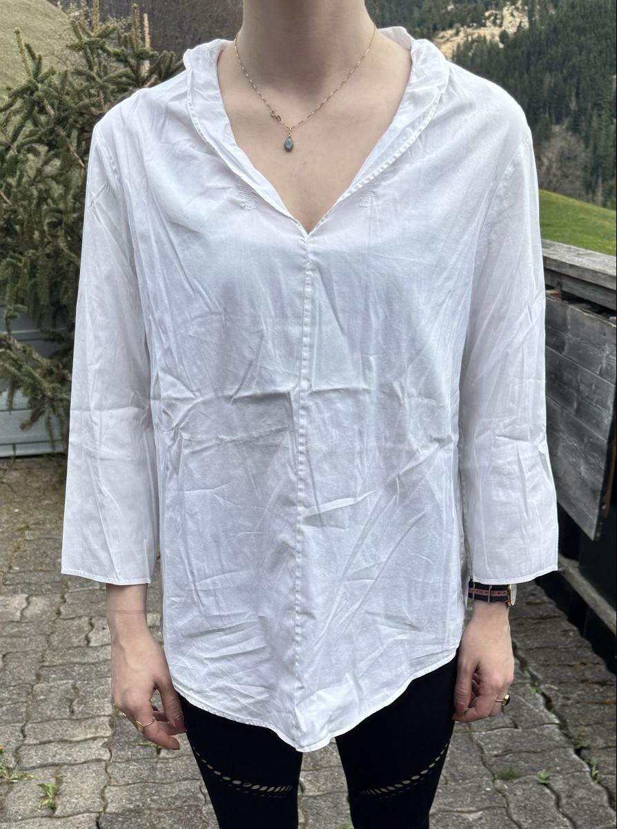 Camicette: Weisse Bluse, V-Ausschnitt, Gr. 40 elegant – Usato da Landquart venduto da Happyhippo42