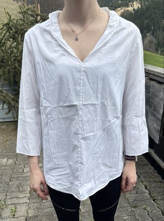 Weisse Bluse, V-Ausschnitt, Gr. 40 elegant