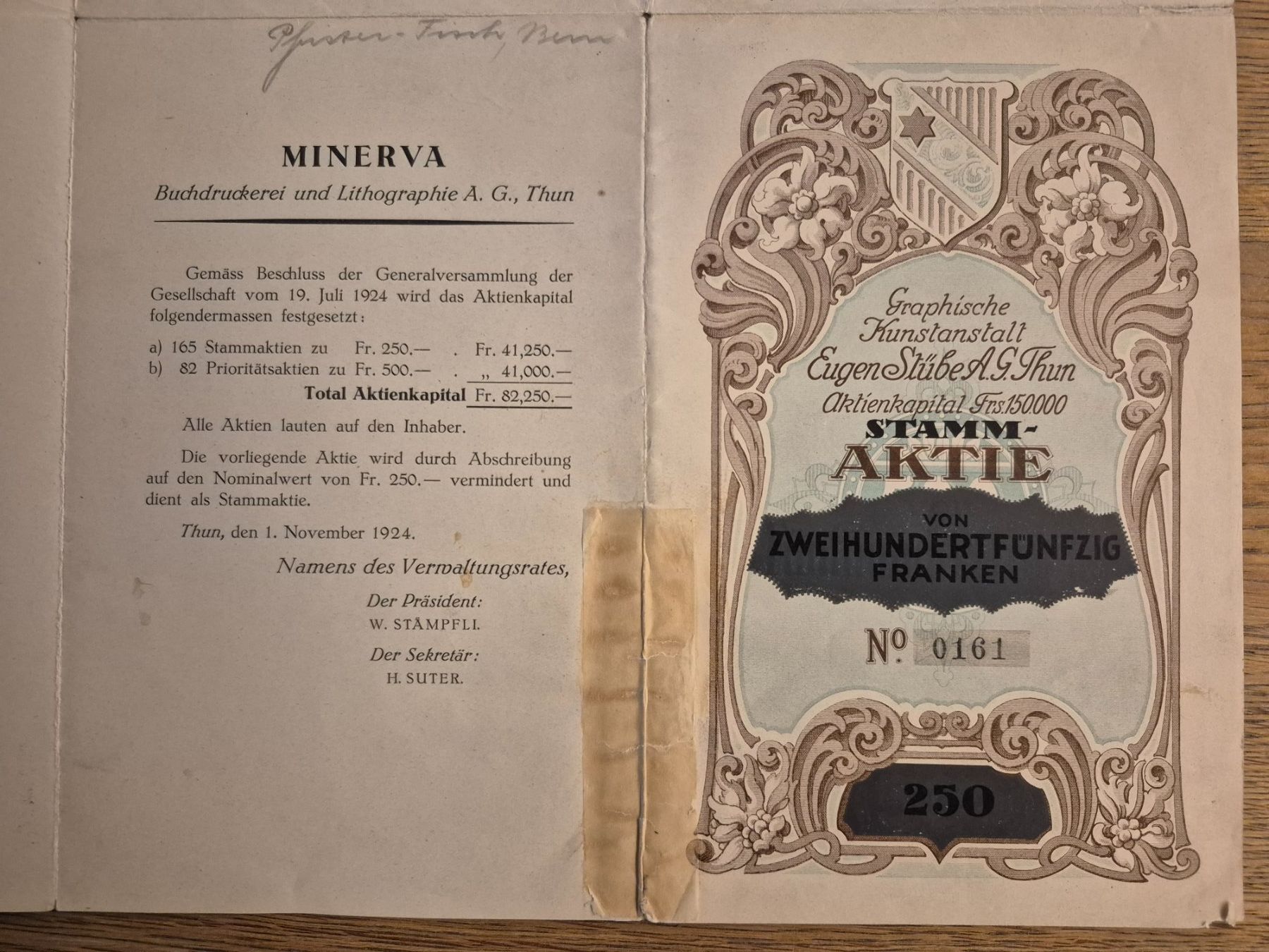 Documenti: Eugen Stübe AG Thun - Graphische Kunstanstalt – Usato da Balsthal venduto da Palcivalle 1
