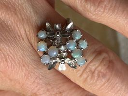 Opal-Ring, Silber mit Opal Edelsteinen, Vintage Stil (53)