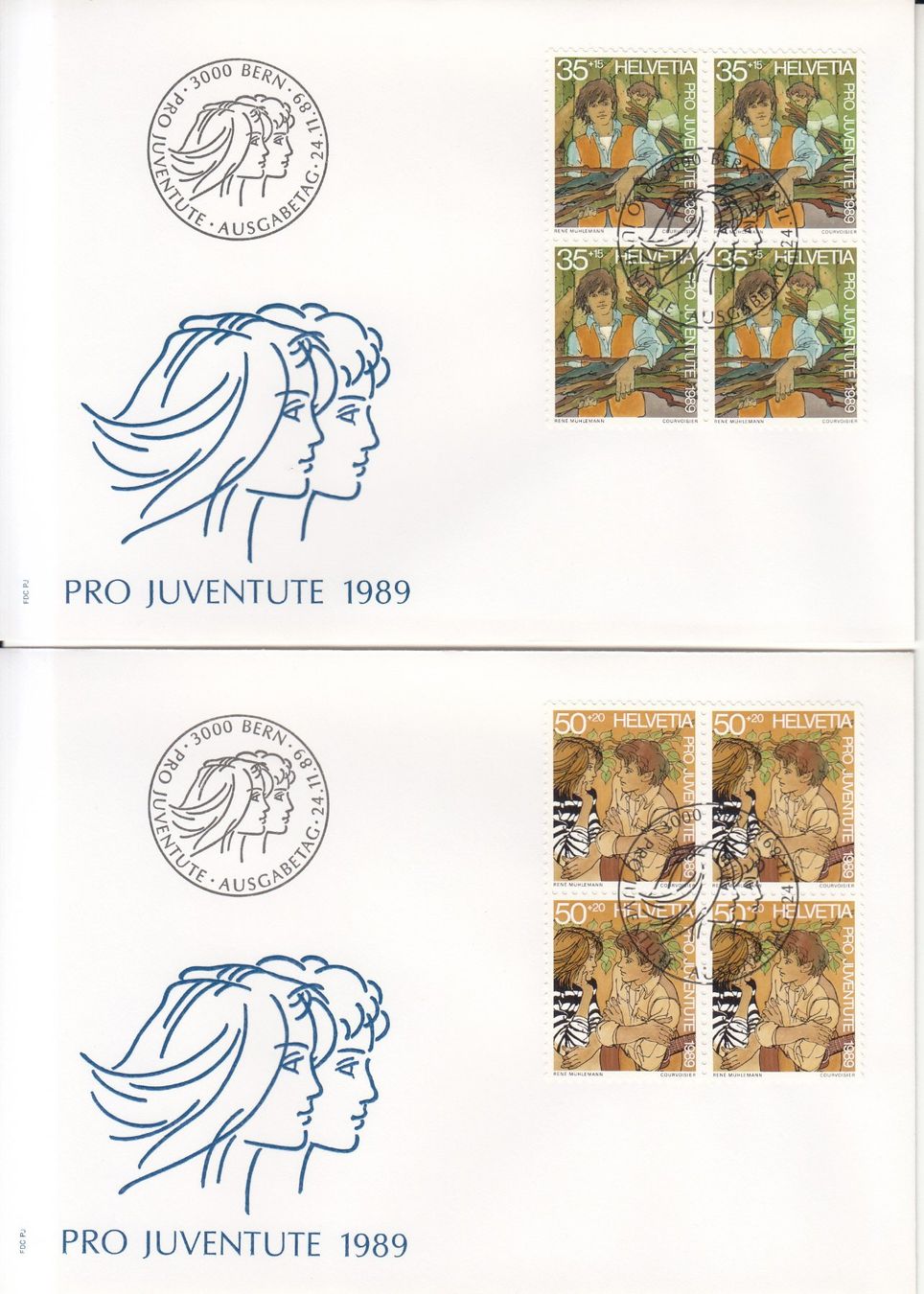 Alle Briefmarken: SBK J311 - J314 im 4er-Block FDC – Gebraucht aus Bürglen TG von StampGraf 1