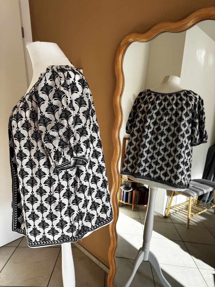 Camicette: Max Studio Bluse, Grösse 2XL, Schwarz/Weiss Muster Top – Nuovo (secondo la descrizione) da Muttenz venduto da einfach-schoen 1
