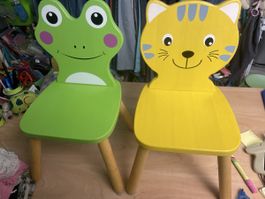 Spielba Holz Kinderstühle, 2 Stk, gelb/grün, Top Zustand!