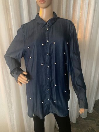 MOST WANTED - SARA LINDHOLM Bluse mit Perlen, blau, 46