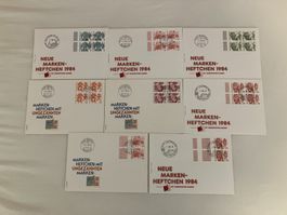 CH FDC Viereblöcke neue Marken - Heftchen 1984