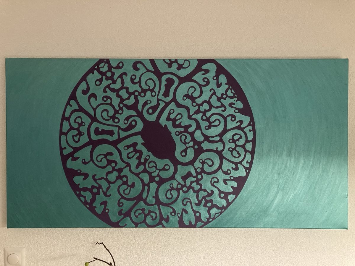 Dipinti: Bild Abstraktes Acrylbild, rund, grün, modern – Nuovo (secondo la descrizione) da Hinterkappelen venduto da LeLehmann