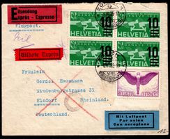CH - Flugpost - Flugbrief 1935 nach Elsdorf Deutschland