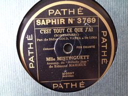 Disques 78 tours Pathé saphir 30cm de Mistinguett No 3769