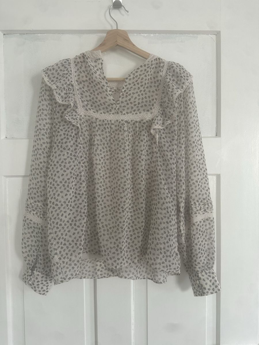 Mango Camicette: Chiffonbluse mit Blumenmuster und Rüschen, Gr. M – Usato da Zürich venduto da strickliesel1996 1
