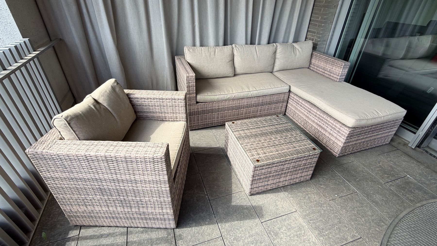 Divani: Rattan Lounge Set Rattan-Eck-Gartensofa mit Einzelsessel – Usato da Buchrain venduto da samsung7890 1
