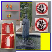 6pce/Feurlöscher /Feuerwehr /Autocollant et pins extincteur