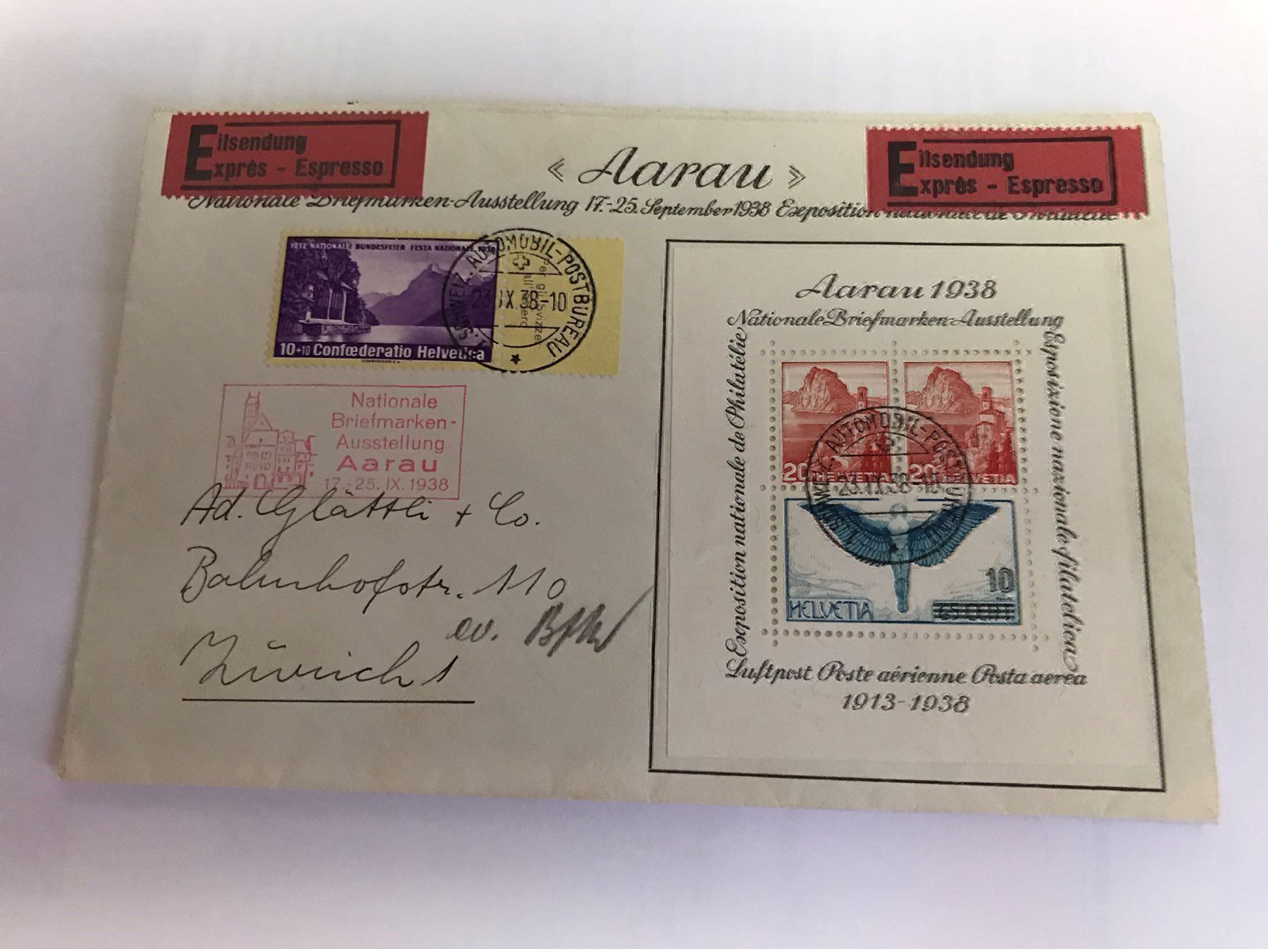 Tous les timbres: Express Brief mit Aargauer Block + B1z – D'occasion à stäfa par brandy66