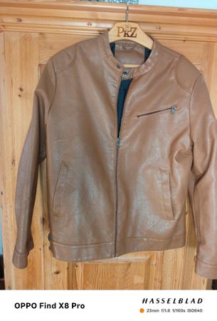 braune Uebergangsjacke (Kunstleder) Grösse L