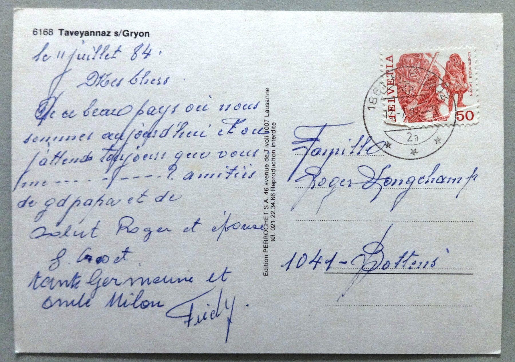 Cartoline postali: Taveyannaz s/Gryon – Usato da Fétigny venduto da Billy2miny 1