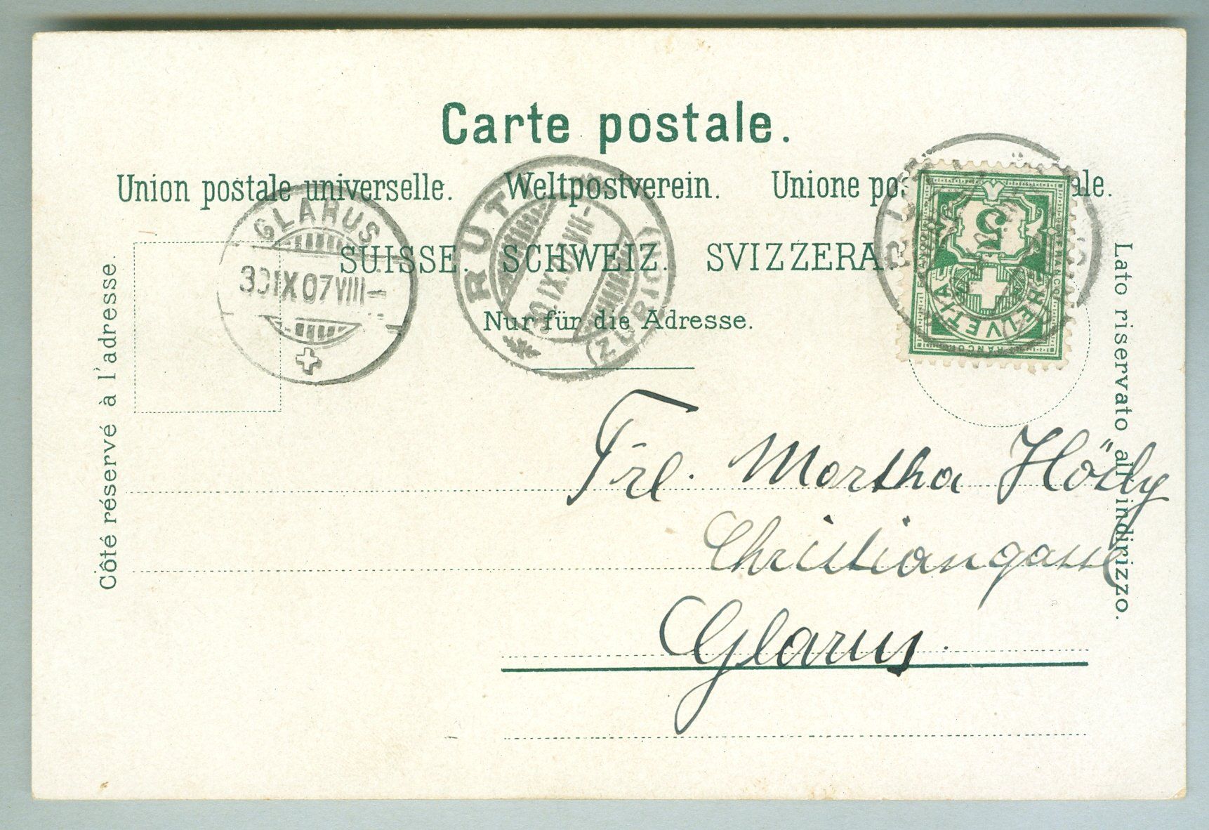 Cartoline postali: 1907 Schweiz AK Kt ZH – Usato da Zürich venduto da yago-rot 1