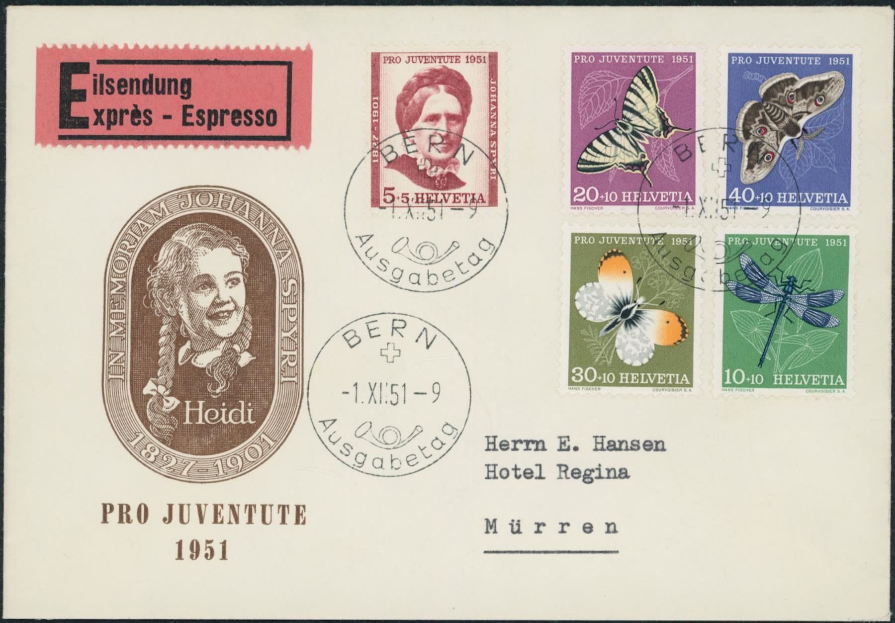 Tutti i francobolli: 1951 - Pro Juventute - FDC ET • dt – Usato da Schindellegi venduto da leecollect